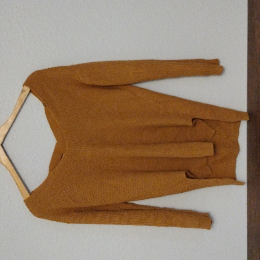 Ambiance Sweater, Mustard Yellow, Weave back.